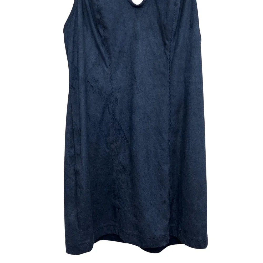Free People Faux Suede‎ Navy Blue Bodycon Mini Dress S Strappy Y2K Sexy